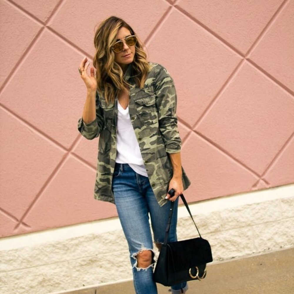 Classic Camouflage Button Down Top